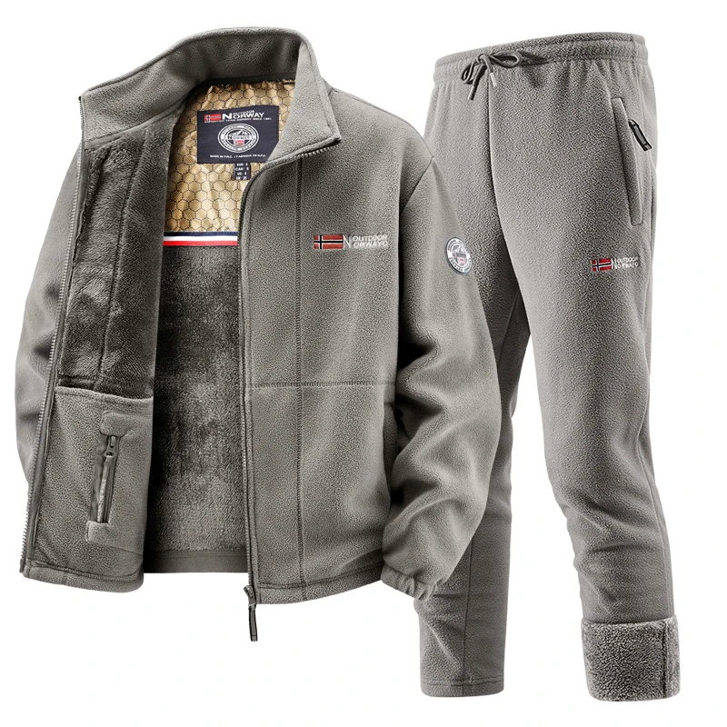 Running Gear Winter - Mens Winter Fleece Tracksuit Set Thickened