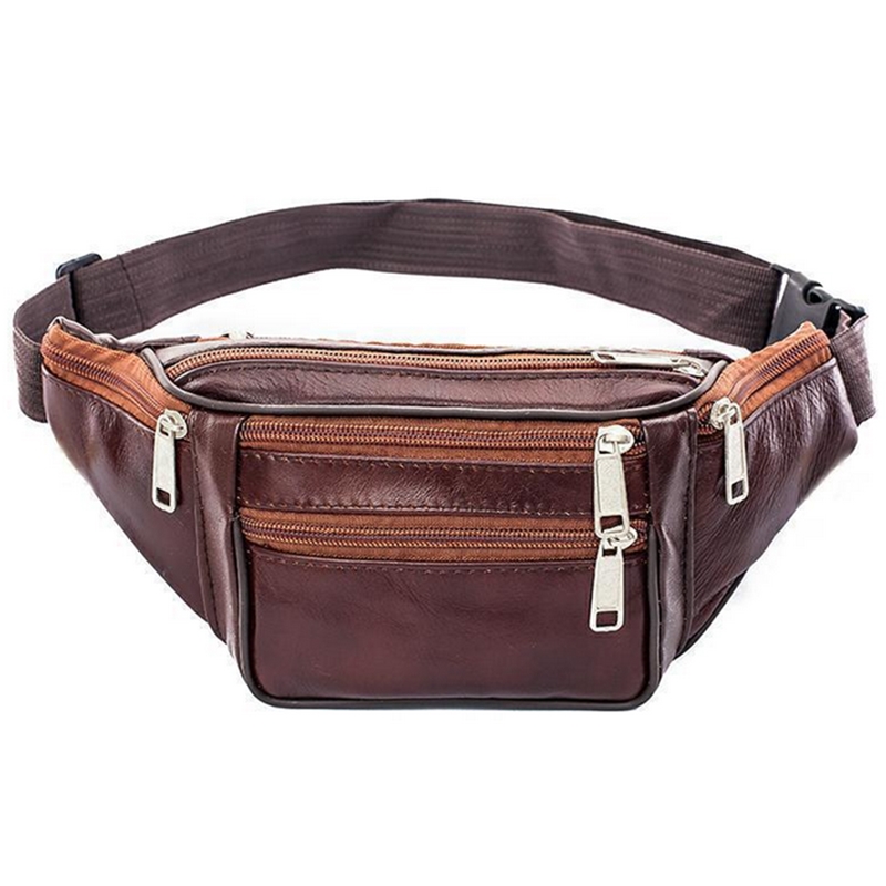 Running Zwift - Leather Men Waist Chest Bag Thin